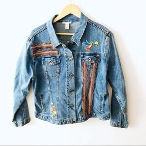 Westbound XL Blue Denim Jacket Boho Embellished